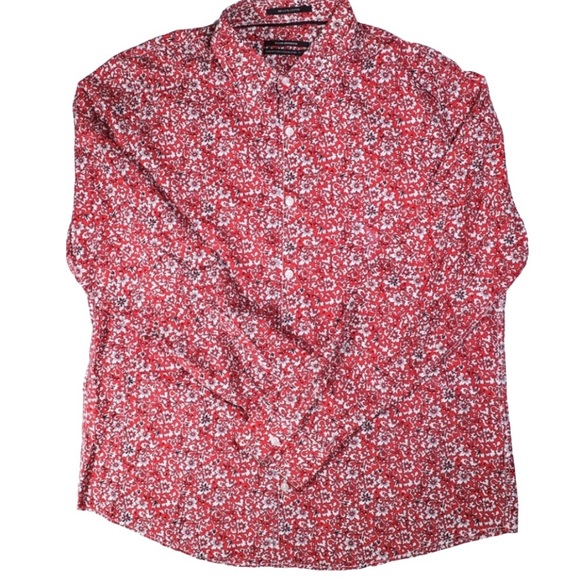 Club Monaco Men Slim Fit Red Floral Long Sleeve - Picture 2 of 8